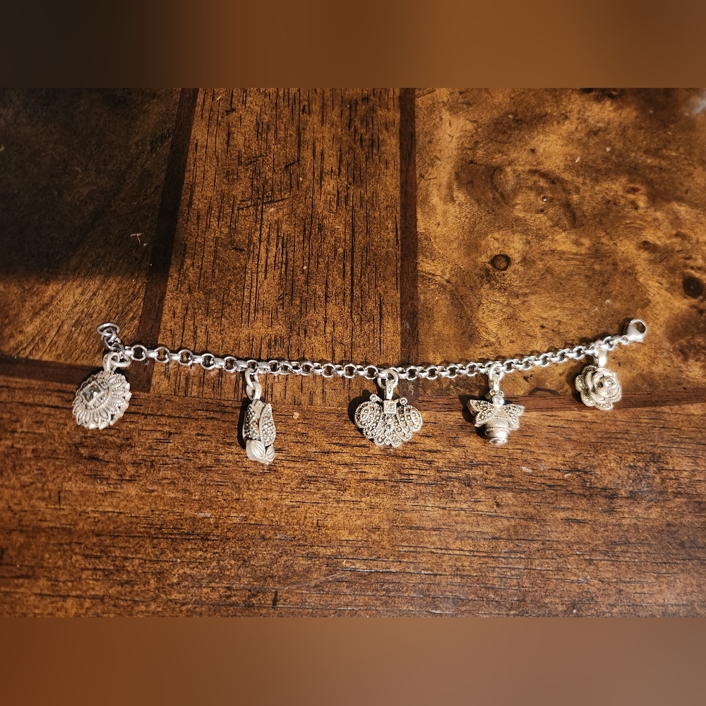 925 Sterling Silver heavy bracelet with Charms